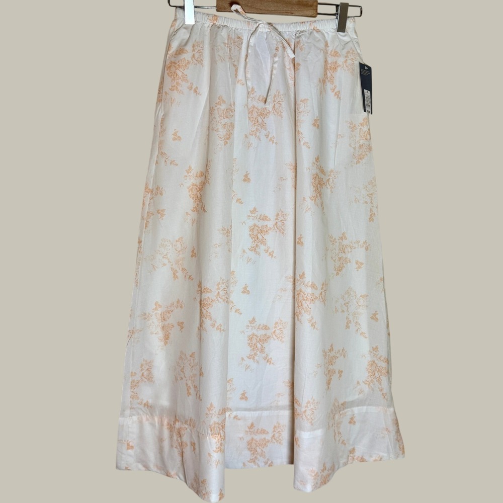 Universal Thread Floral Maxi Skirt Cream Orange XS Elastic Waist Pockets NWT